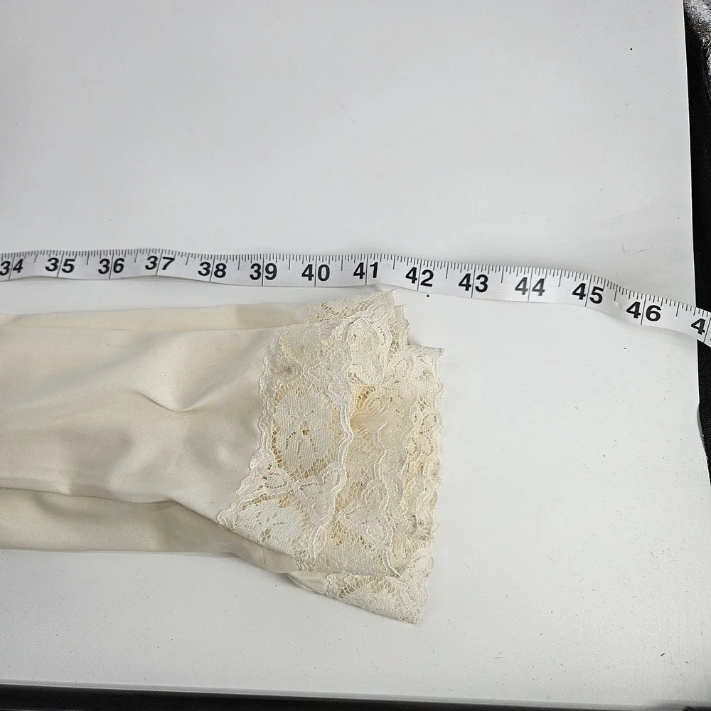 Vintage Vanity Fair Cream Lace Trim Full Slip‎ Dress 32 TT Ivory Midi Nightgown